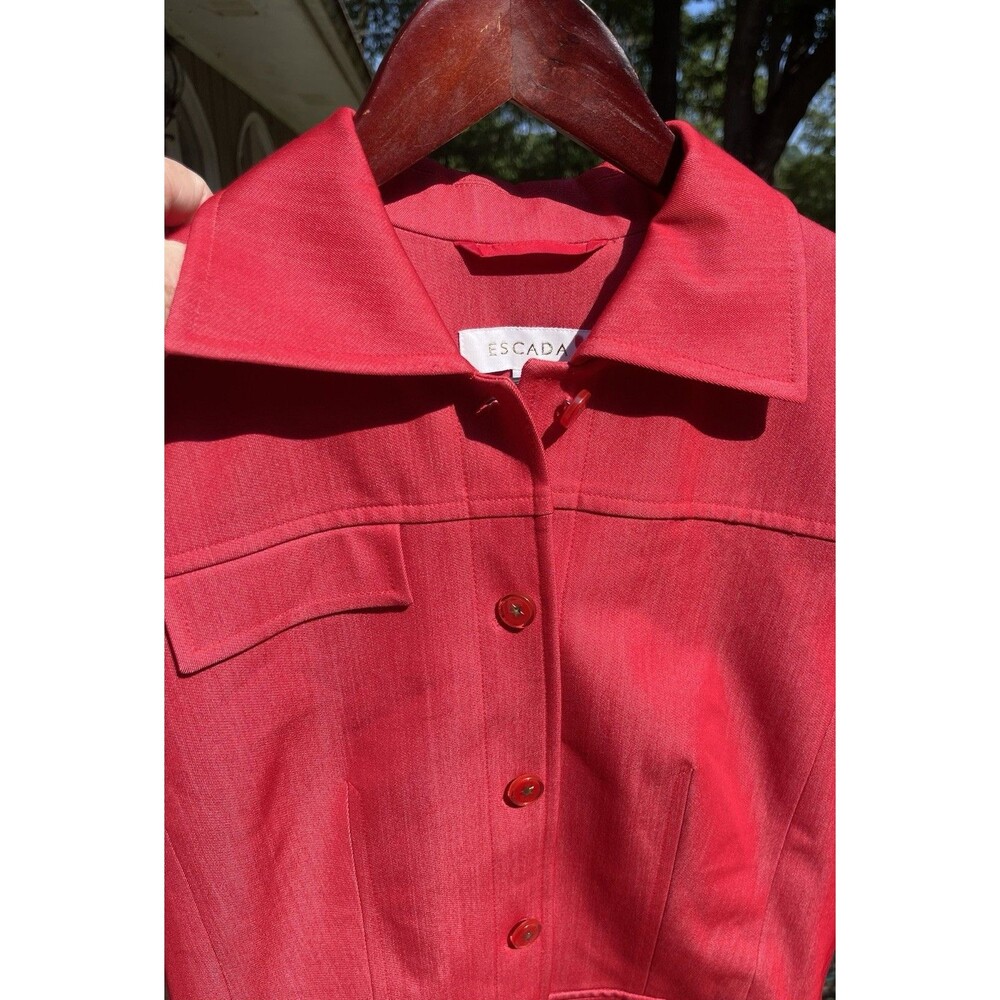 Escada Cropped Jacket Structured Shoulders Red Buttons w Stars Unlined Ladies 36